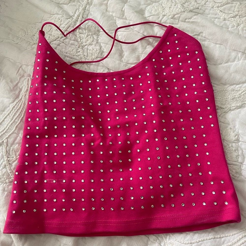Revolve rhinestone pink tank top